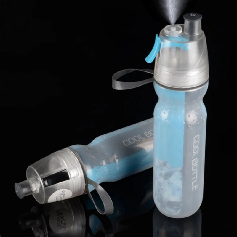 Новая бутылка для холодной воды, двухслойная Спортивная бутылка с распылителем, велосипедные бутылки, удобные портативные пластиковые бутылки для воды U0036