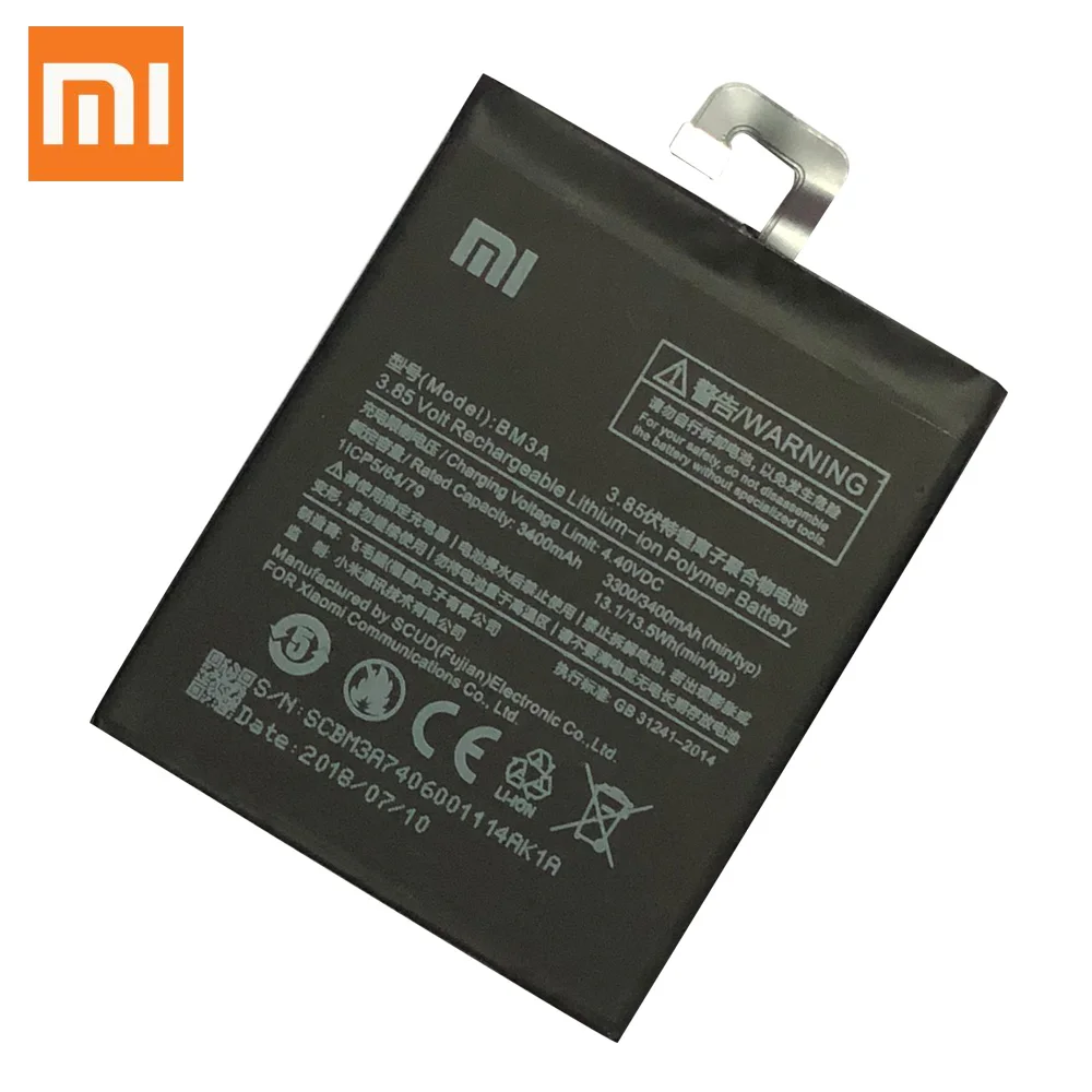 

Xiao Mi Original Phone Battery BM3A For Xiaomi Note 3 Replacement Battery 3400mAh High Capacity Phone Battery