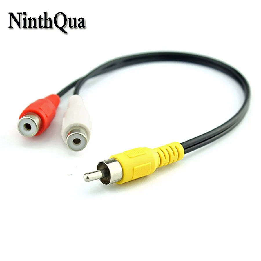 

1PCS RCA Power Cable with 1 Male Plug To 2 Female Socket for Audio TV DVD Video AV Connector Adapter