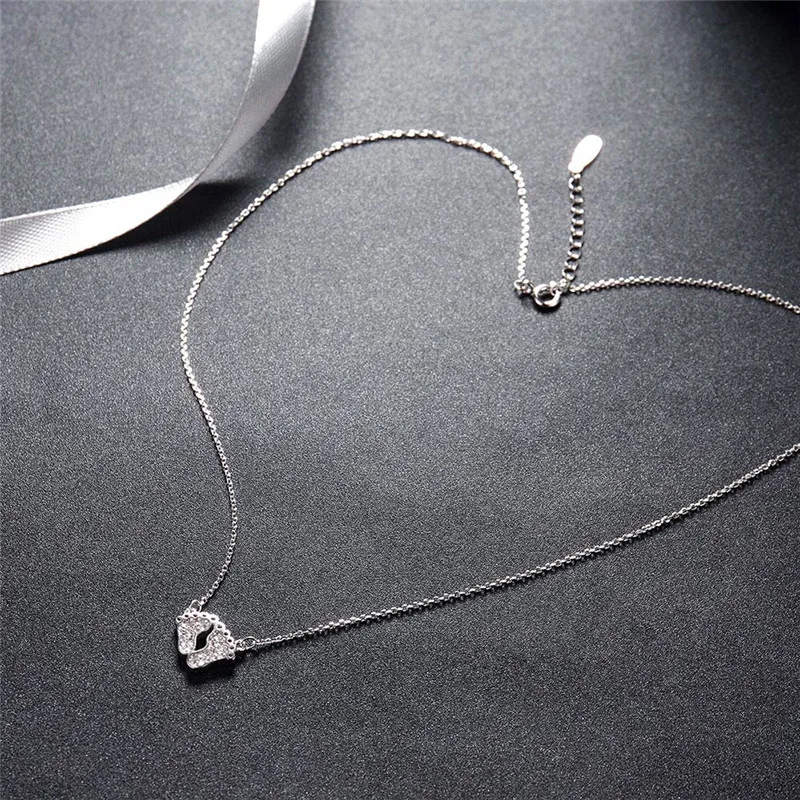 DODO Unique Small Footprints Inlaid Australian Crystal Necklaces & Pendants 925 Sterling Silver Link Chain Fashion Jewelry SN50 (7)