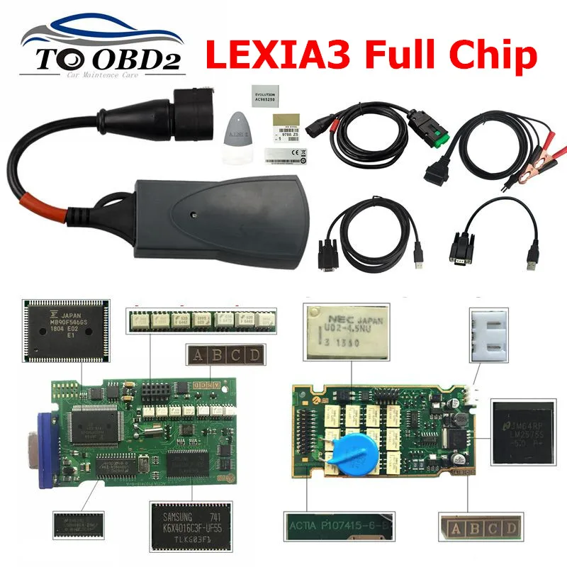 Lexia3 Diagbox v7.83 921815C полный фишки золотой край для Citroen для peugeot lexia 3 pp2000 диагностический инструмент 7 шт. оптопары