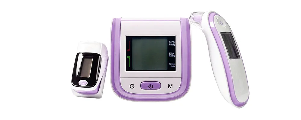 Цифровой Медицинский Пульсоксиметр SpO2 кровяного Давление монитор инфракрасный ушной термометр кислорода PR сфигмоманометр