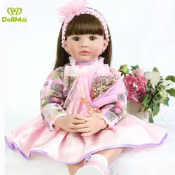 60 см очаровательны девушка кукла реборн силиконовая reborn Baby doll игрушки 24 дюймов винил принцесса малыш куклы ребенок bebe подарок reborn