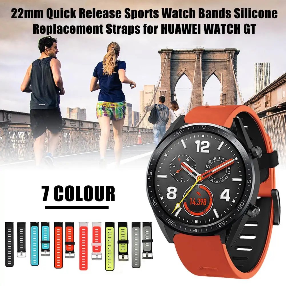 

22mm Quick Release Sports Watch Bands Silicone Replacement Straps For HUAWEI WATCH GT HIGH QUALITY Accessories Watch Replacement