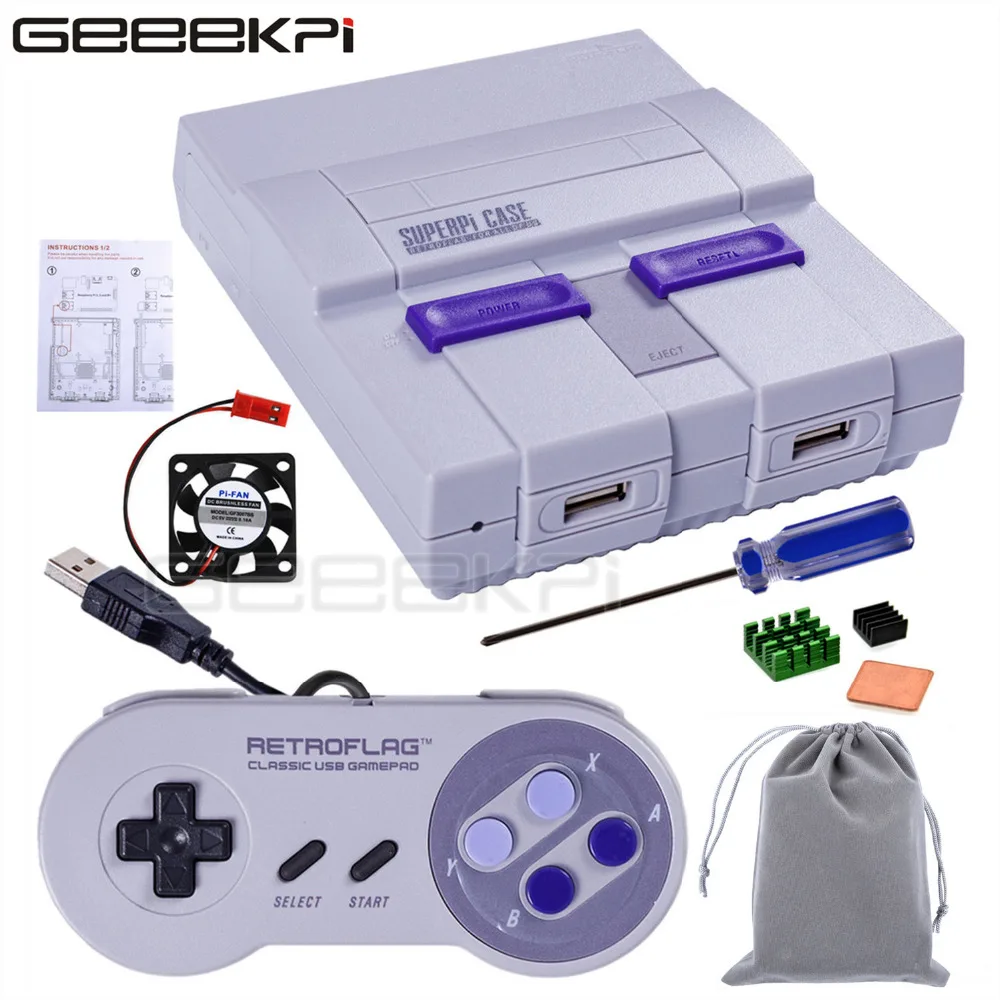 

GeeekPi Original Retroflag SUPERPi CASE-U NESPi Case with Optional Controller Power Adapter for Raspberry Pi 3B Plus (3B+) / 3B