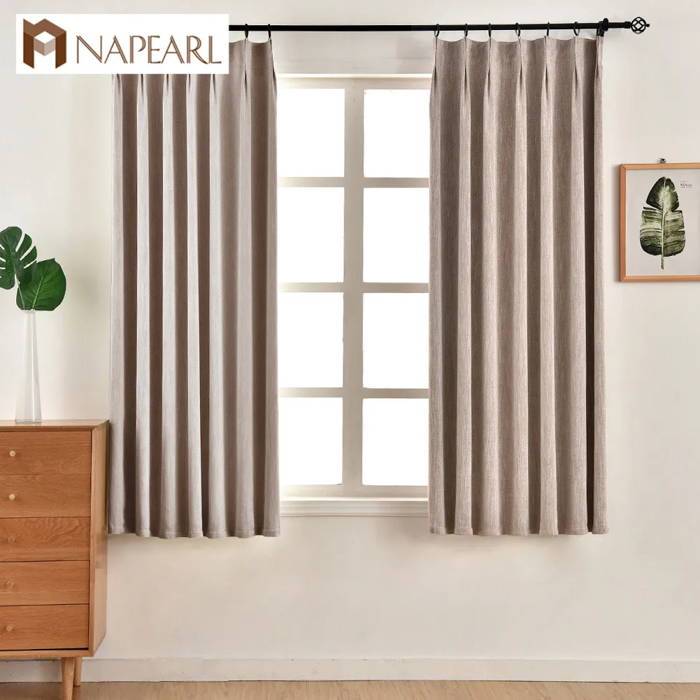 Napearl 1 Panel Solid Short Drops Elegant Curtains For Bedroom