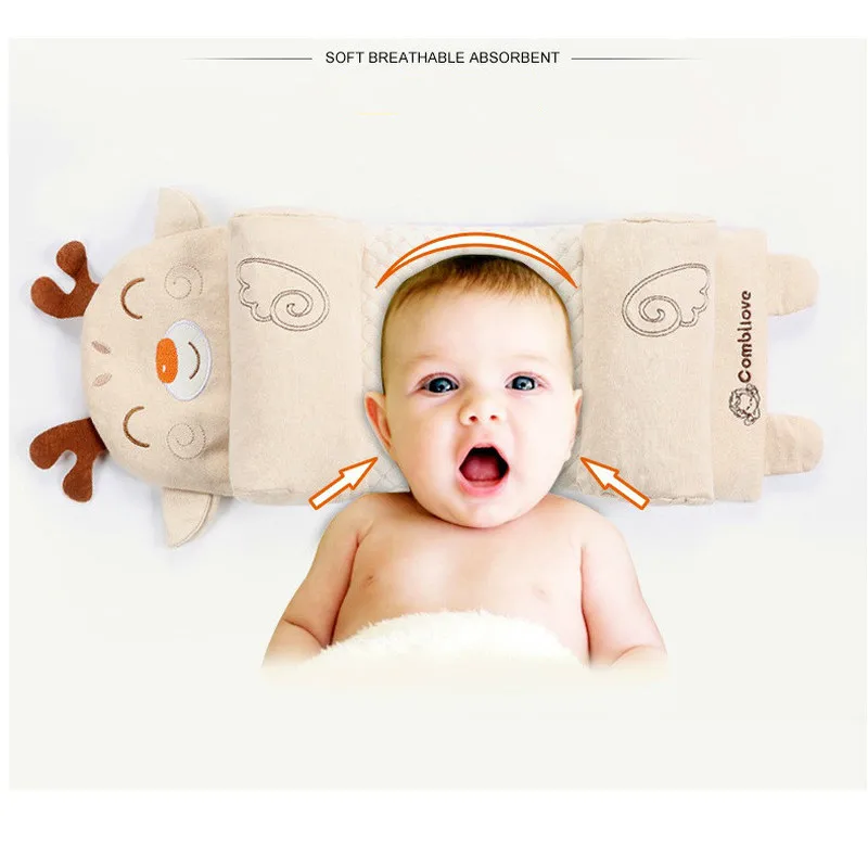 

Cotton Newborn Baby Buckwheat Shaping Pillow Anti Roll Prevent Flat Head Support Positioner 0~24Months infant sleeping pillow