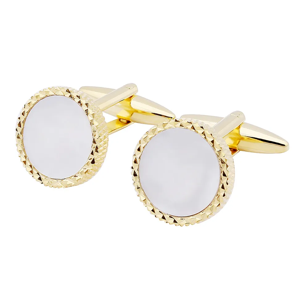 Jonwo Ensemble De Boutons De Manchette Et Pince à Cravate En Nacre Pour Homme, Ton Argent, Plaqué Or, Pour Mariage, Cravate, Chemise, Fête, Anniversaire De Mariage, Laiton, Pas De Gemme