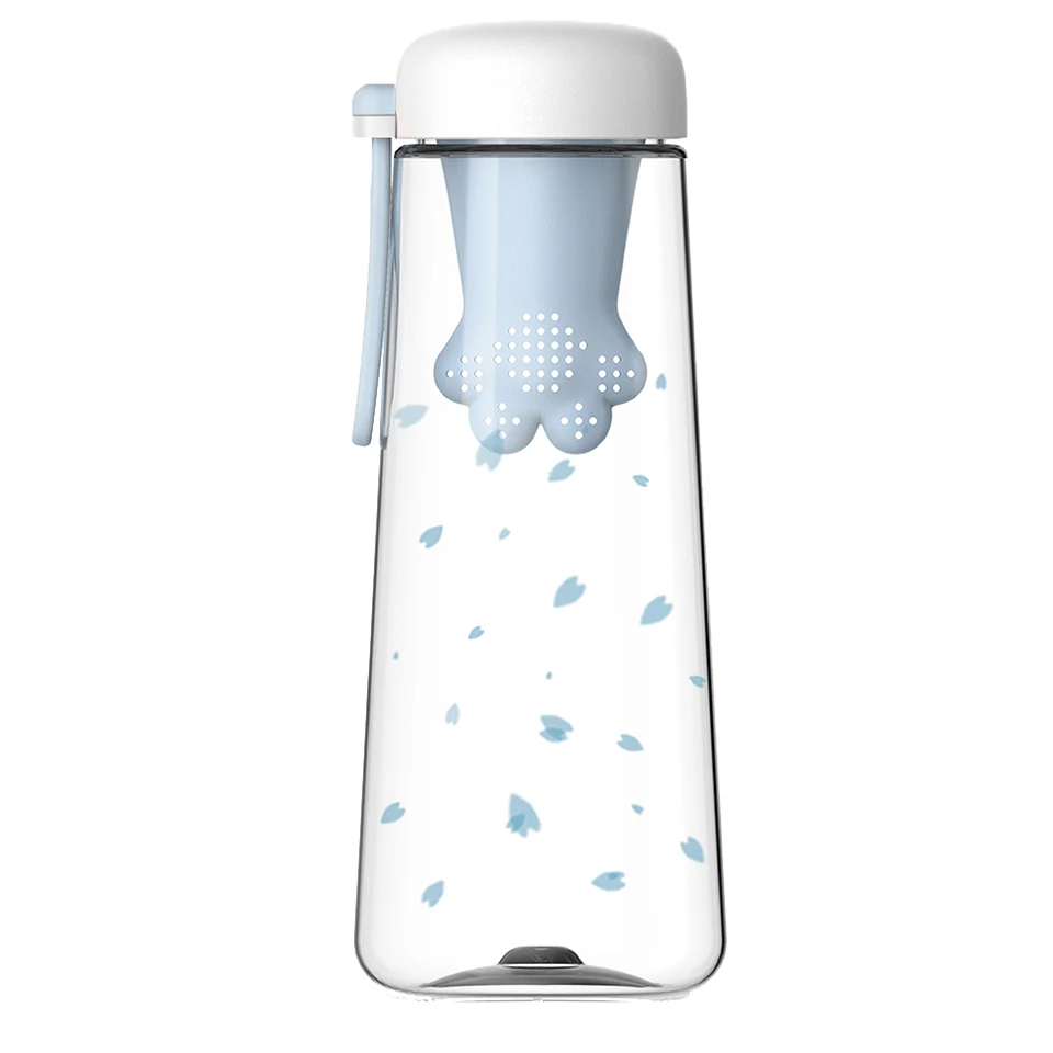Transhome пластиковые бутылки для воды бутылка для воды для спорта на открытом воздухе с заваркой чая кошачья лапа бутылки для воды для школы путешествия посуда для напитков - Цвет: Blue