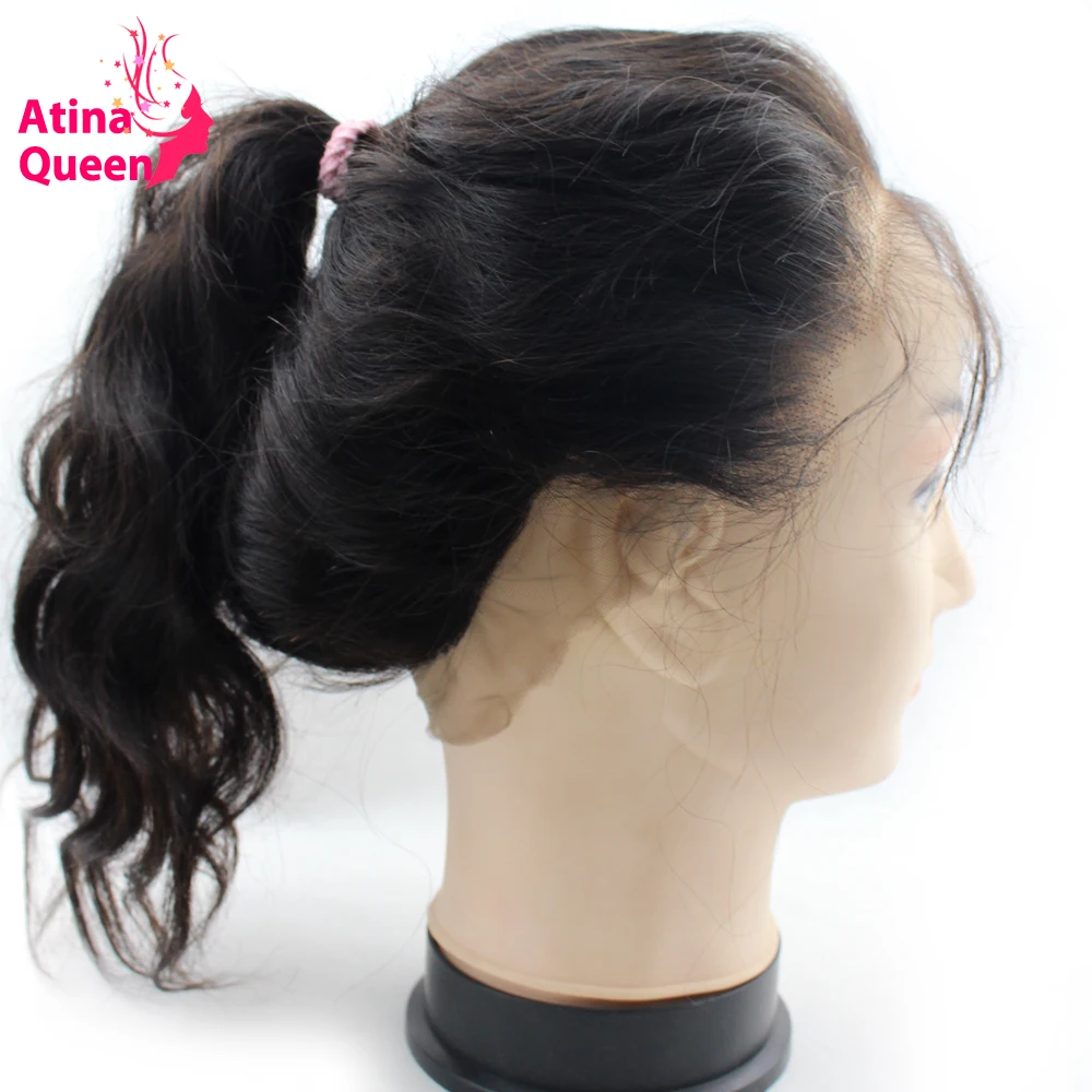Atina Queen Peruvian Body Wave 1 Piece 360 Lace Frontal Closure Band with Baby Hair Pre Plucked Remy Human Hair Bundle body-wave