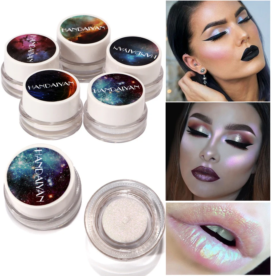 

New HANDAIYAN Brand Shimmer Highlighter Face Brighten Cosmetics White Blue Color Waterproof Contour Highlight Makeup