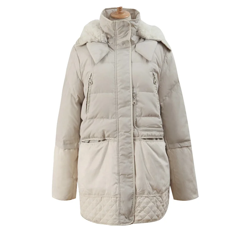 Diwish White Duck Down Jacket Women Hooded Long Warm Thick Flocking Feather Coat Plus Size 2019 Ladies Casual Snow Outwear