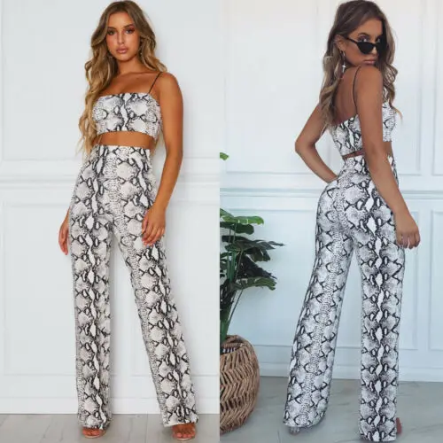 New Women Snake Print Baggy Harem Pants Hippie Wide Leg