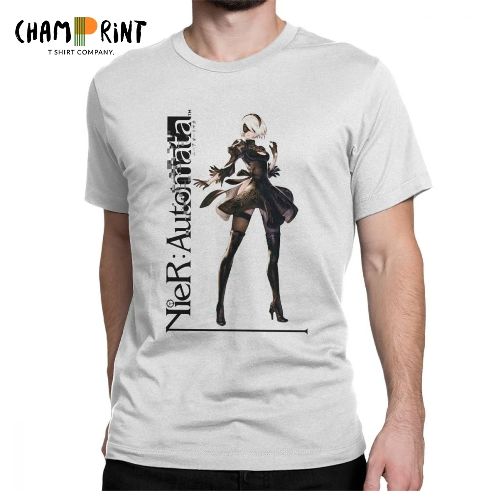 

Leisure Nier Automata 2B T-Shirts Men Pure Cotton T Shirt Japan Anime Otaku Games Short Sleeve Tee Shirt Gift Idea Tops