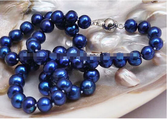 

Free shipping >>>>>> Fashion 8-9mm Blue akoya cultured pearl necklace 17