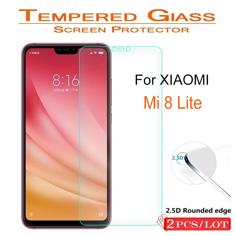 2 шт. защитная пленка из закаленного стекла 9H для Xiaomi Mi 8 Lite|Защитные стёкла и