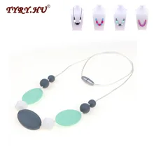 TYRY.HU-collar de dentición de silicona para bebé, cuentas de silicona grises, collar de lactancia de grado alimenticio, joyería para morder, chupete, juguetes para niños