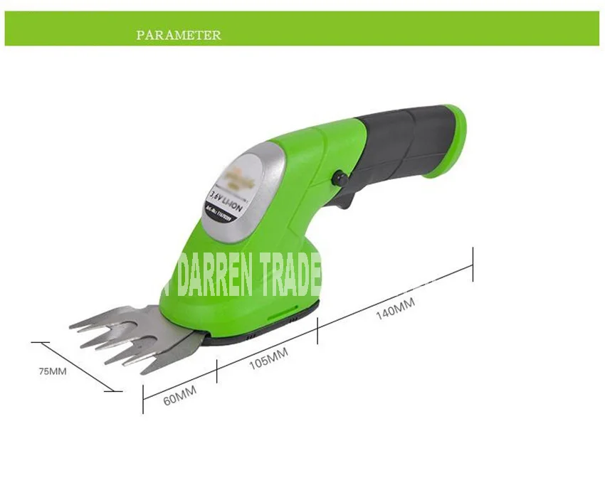 1000/мин, 3,6 В постоянного тока, литиевая батарея, портативная перезаряжаемая электрическая косилка MG809, ножницы для травы, маленький триммер для травы, косилка