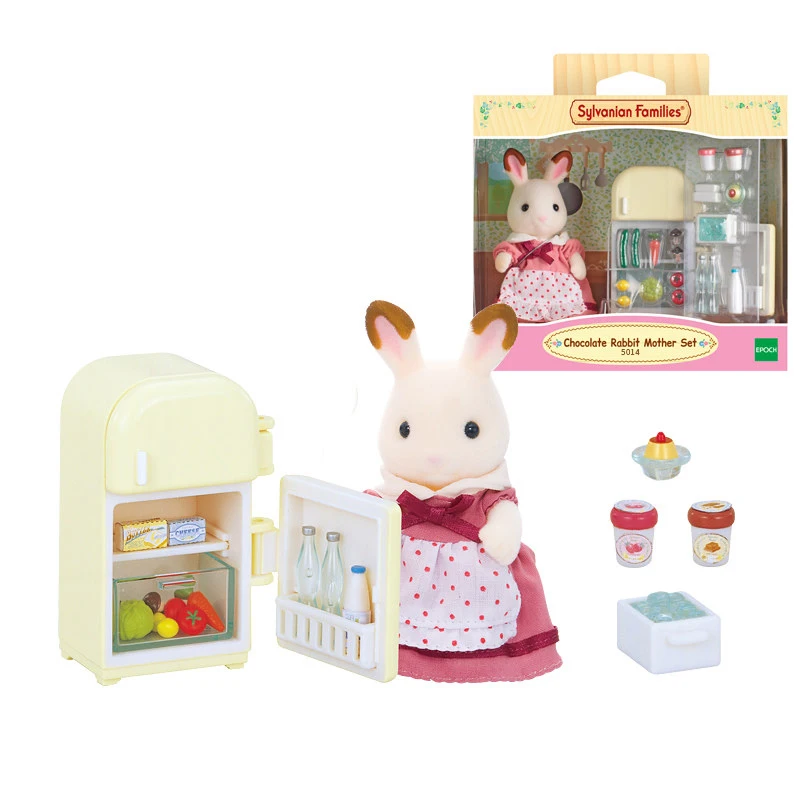 Sylvanian Families кукольный домик, мебель, фигурка, игрушка, куклы, шоколадный кролик, мама, холодильник, набор, Новинка#5014