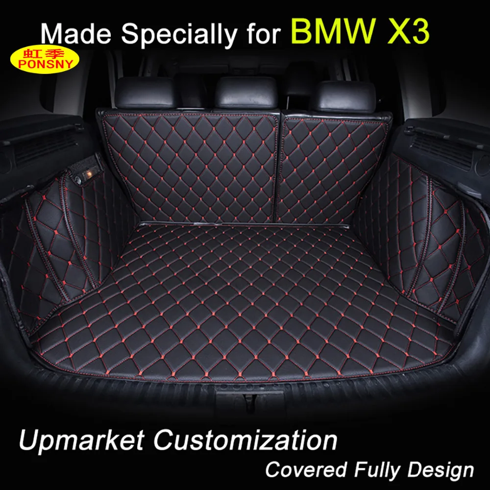 

PONSNY Car Trunk Mats Customized for BMW X3 2015 3D Trunk Carpets All Covered Waterproof Black Beige Pink Brown Purple