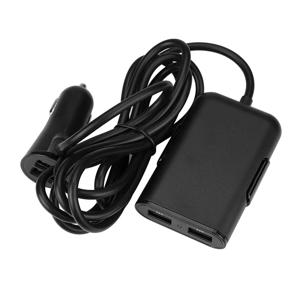 

CARPRIE 38W 4 Port USB Passenger Car Charger + Extending USB HUB Front And Backseat BK 6J12 Drop Shipping