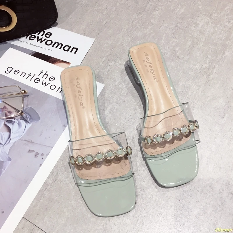 

2019 Summer Flat Clear Shoes Women Transparent Slippers Slides Fashion Open Toe Outside Beach Women Sandals