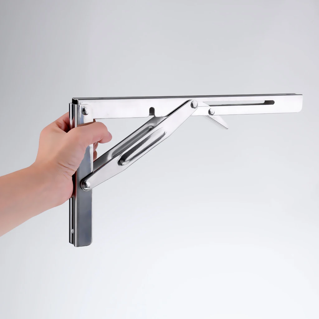 

30x16.3cm Triangle Multi-functional Adjustable Folding Bench Shelf Table Bracket Boat RV Parts 304 Stainless Steel Silver