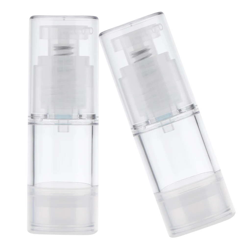 2 Pieces 15/30/50 ml Airless Pump Bottles, Great for Essential Oils, Lotions and Liquid Soap