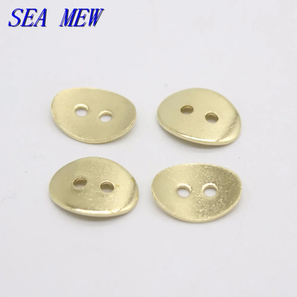 SEA MEW 100 шт 14 мм* 10,8 мм металлический необработанный латунный браслет застежки на ожерелье крючки с 2 отверстиями Кнопки DIY результаты для изготовления ювелирных изделий