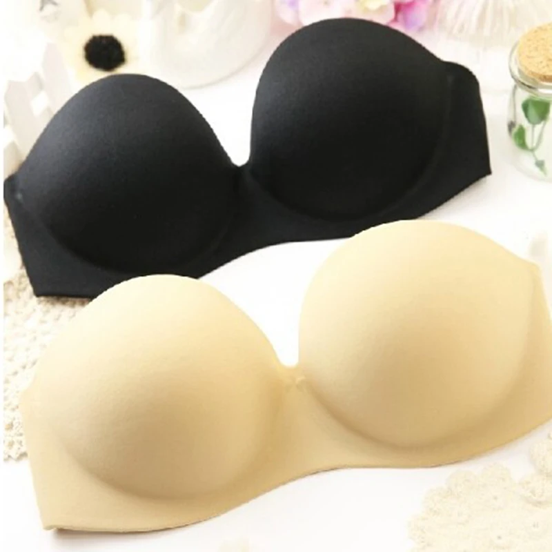 Buy sexy bra invisible a blade strapless tape bra push up 3 breasted glossy