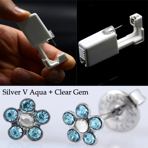 Disposable Device Machine Tools Piercing NO PAIN Safety Sterlised Easy Ear Piercer Sterile Bezel Dasiy Flower Ear Stud