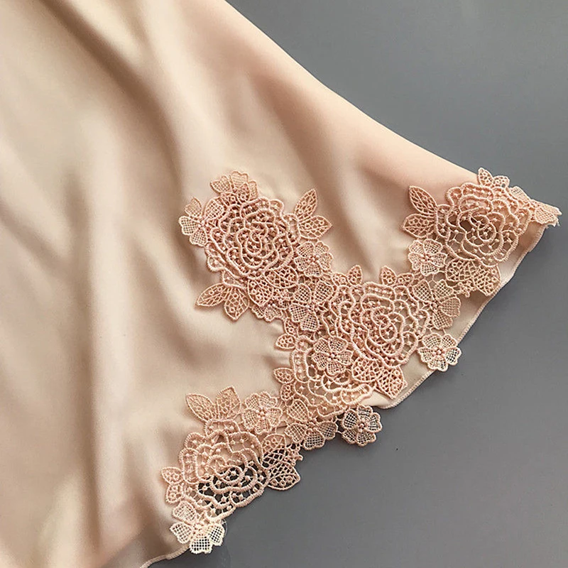 Женское сексуальное шелковое нижнее белье Babydoll кружевное с поясом банный халат