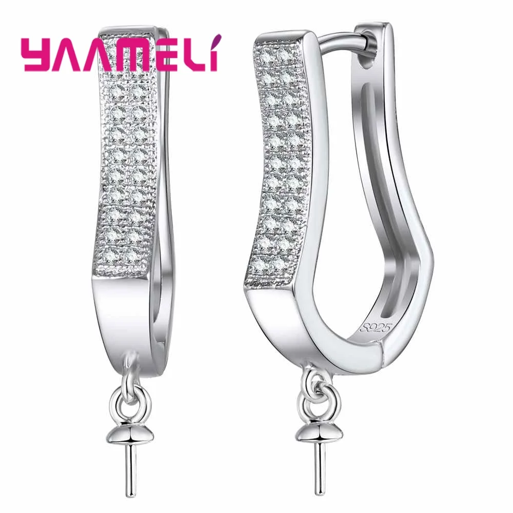 

Latest New 925 Sterling Silver Women Hoop Earrings Components Cubic Zircon for Handmake DIY Jewelry Findings Accessories