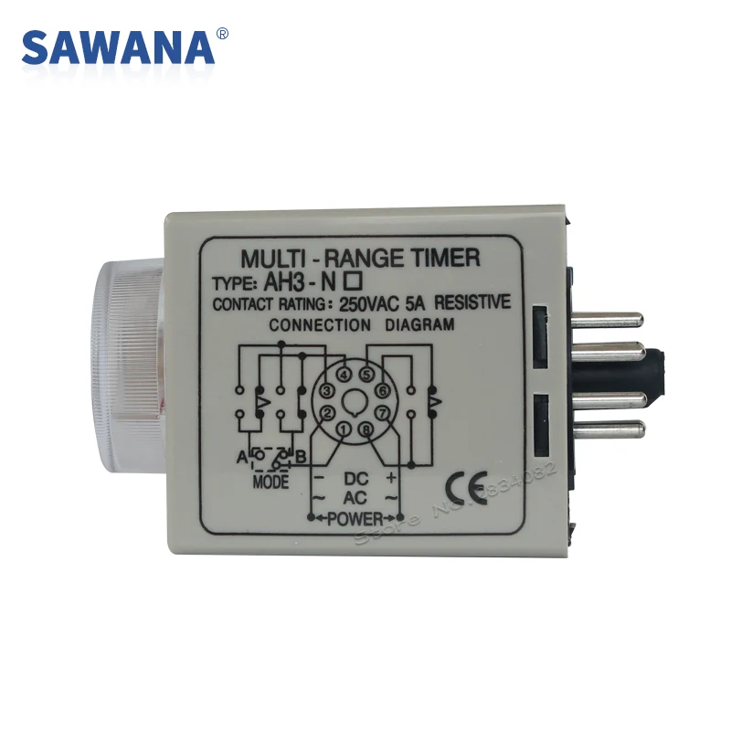 Реле времени многодиапазонное реле переменного AC220V 110V DC24V 12V AH3 NA с гнездом 8 pin 1 S/10