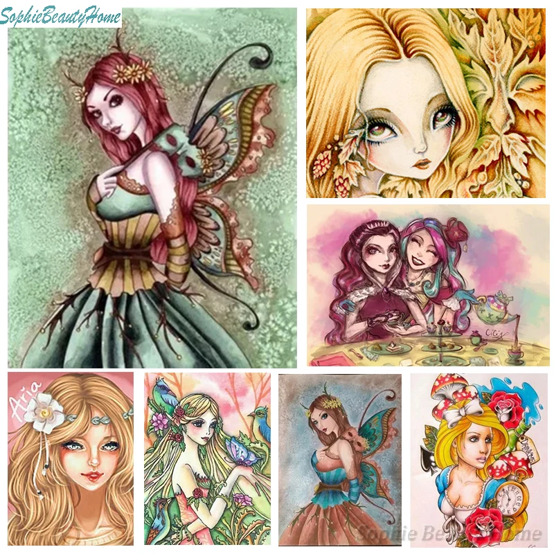 

DIY 5D Draw Diamond Cartoon Beautiful Girl Pattern 3D Diamond Embroidery Diamond Painting Mosaic Square Complete Set Home