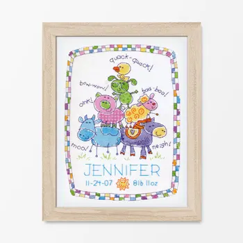 

birth record cartoon cross stitch kits diy counted & stamped printed embroidery set needlework home wall decoration gift