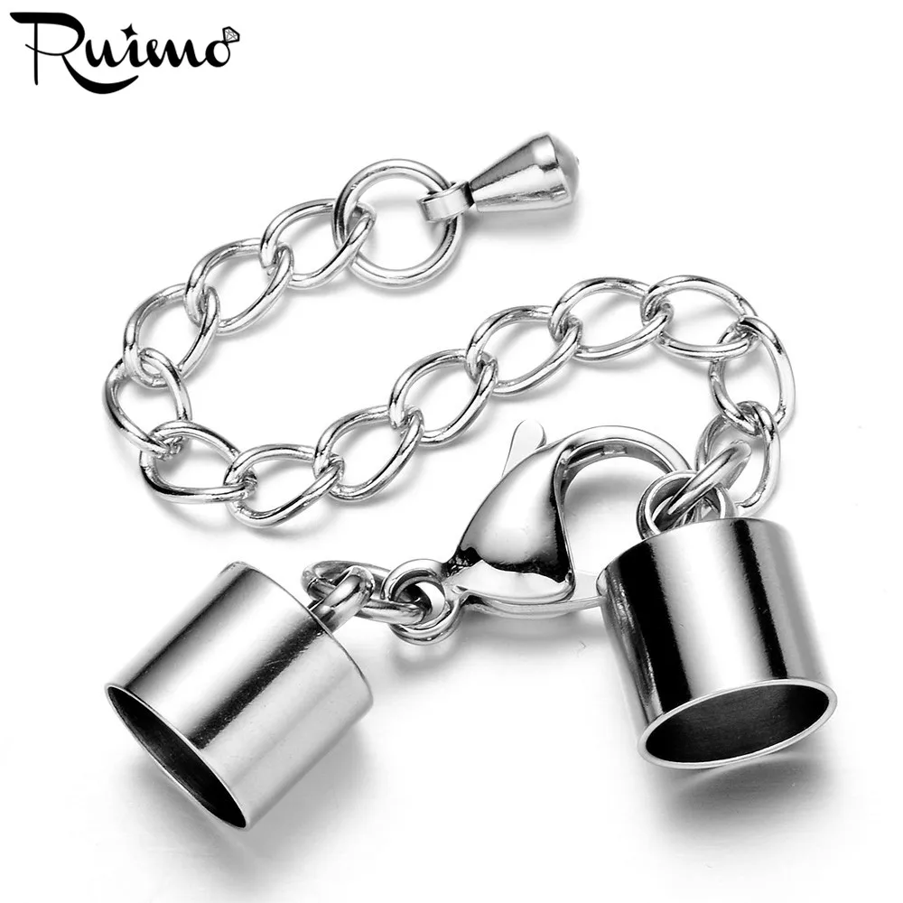 

RUIMO 4/5/6/8mm Hole 316l Stainless Steel Lobster Clasps Hooks With Extender Chains Connect Buckle Bracelets Jewelry Findings