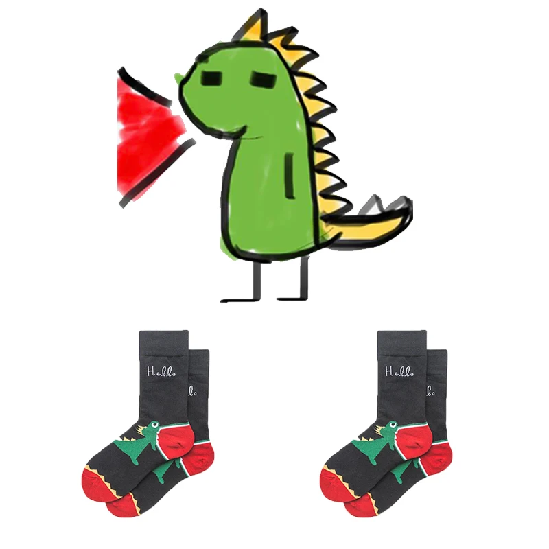 

KingDeng Harajuku Funny Socks Girl Creative Funny Ins Tide Hundred Couple Cotton Men Flaming Dinosaur Fuzzy Socks 2019 Style