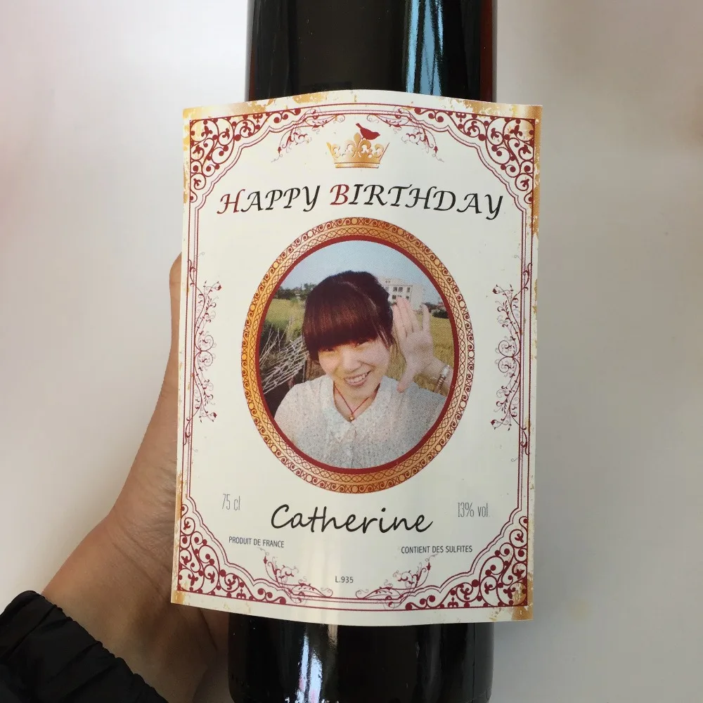 

Happy birthday gifts Personalised Wine Bottle Label 16th 21st 30th 40th 50th 60th age shower custom Champagne party decoration