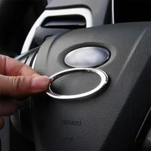 High quality steering wheel ABS Chrome trim cover logo ring For Ford Focus 2 3 Fiesta Ecosport Kuga auto accessories