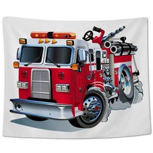 Мультфильм пожарная машина настенный гобелен из ткани настенная игрушка-волчок