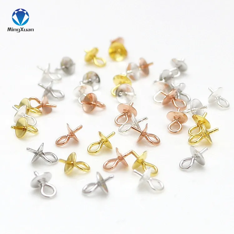 MINGXUAN 10pcs/lot 3/4mm 925 Sterling Silver Cabochon Base Clasps Hooks For Bracelet Necklace Connectors DIY Jewelry Making Jewelry Findings