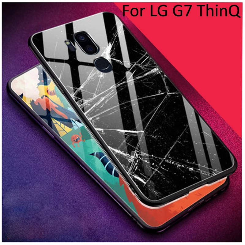 

For LG G7 Thin Q Case cover Tempered glass Back Cover OPPOF9 case For LG G7 ThinQ G710 Starry Stained Glass Phone Case