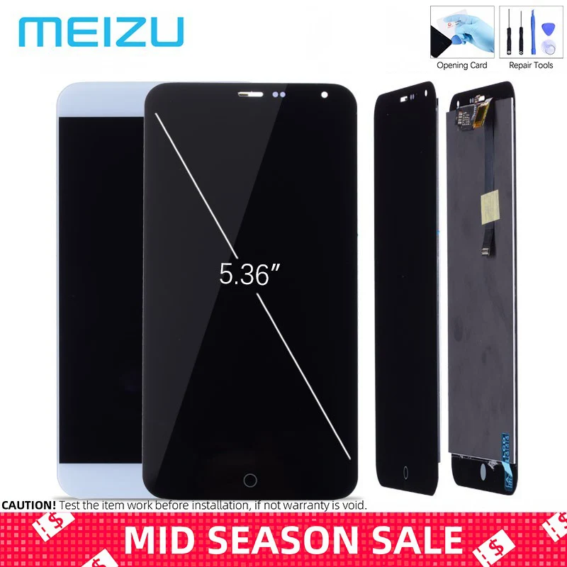 Дисплей для MEIZU MX4 LCD в сборе с тачскрином на рамке Оригинал 5.36'' черный белый