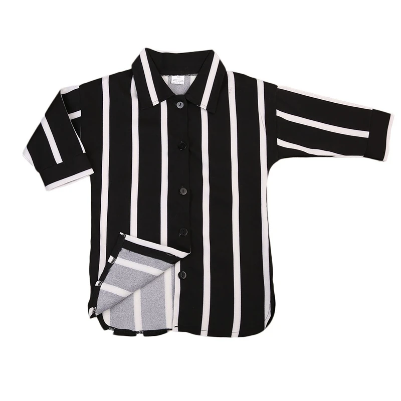 

Girls Black Blouses Long Sleeve Cartoon Striped Shirts For Girls Clothing Children Tops Cotton Student Blouses