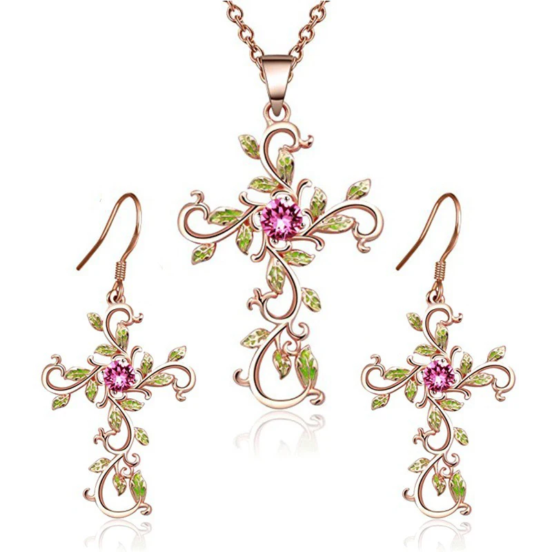 

2019 hot sale set necklace believe God cross ladies earrings necklace pendant two sets of detachable sale God we trust