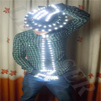 

Free Shipping LED Costume Clothes Festive Party Supplies LED Stage Wear LED Suit For Michael Jackson jacket Cosplay Costume