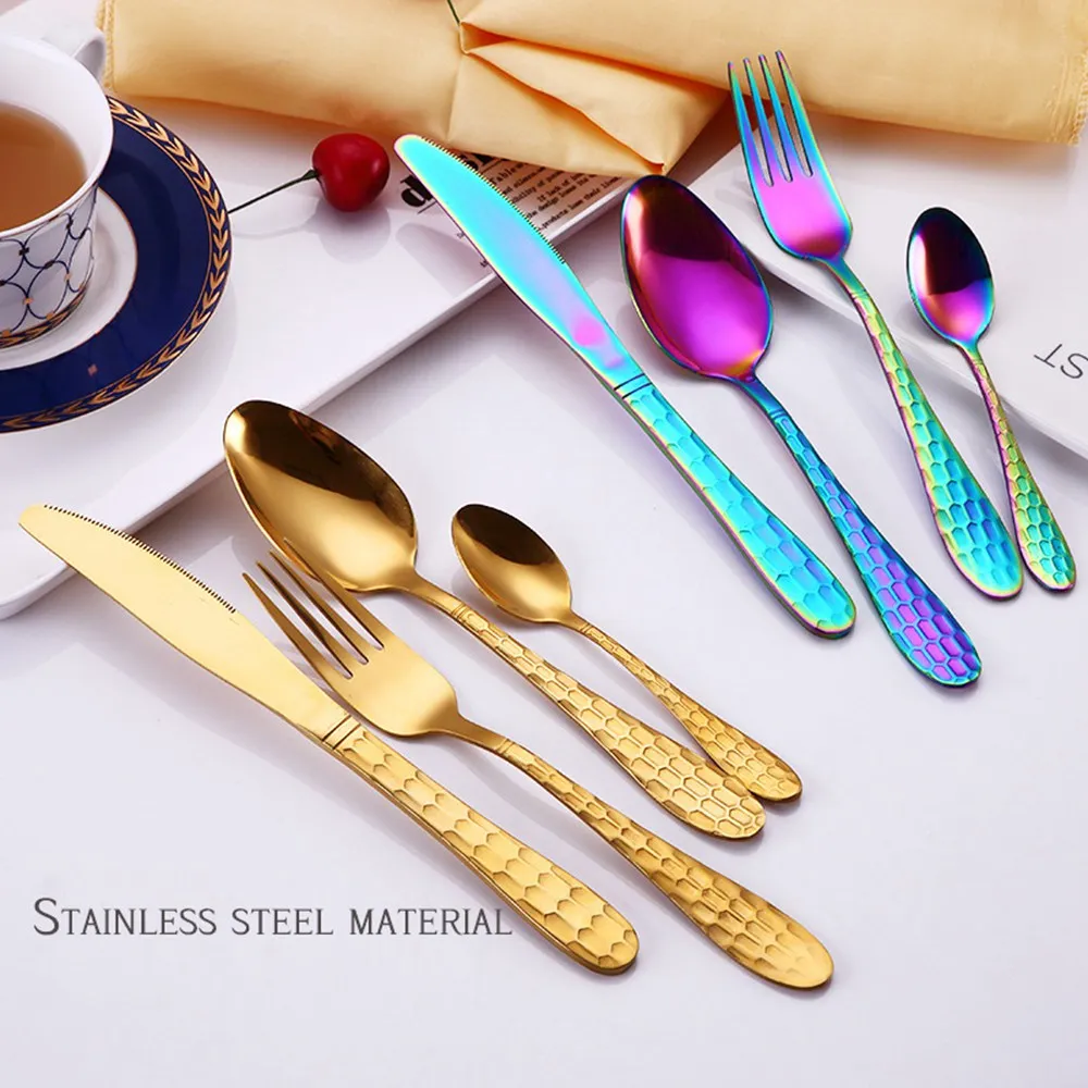 PAWACA 16pcs/set Cutlery Set Stainless Steel Dinnerware Tableware
