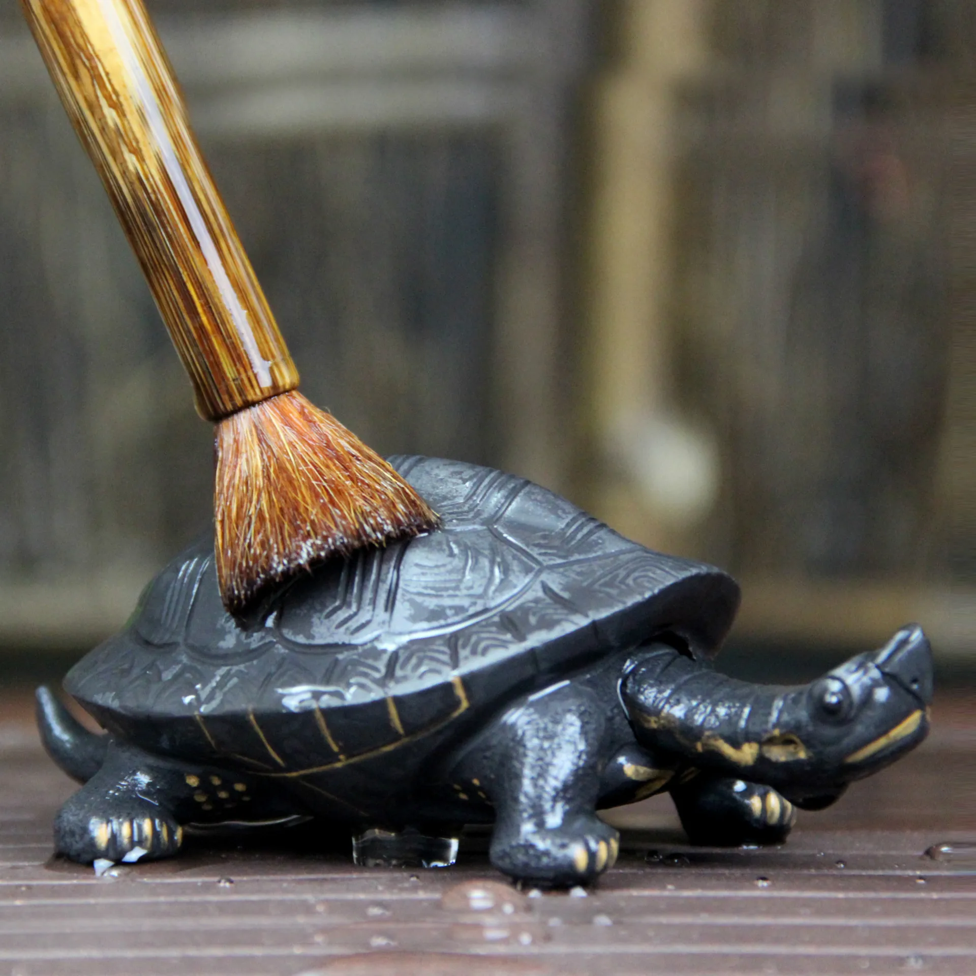 

Authentic Purple Clay Tea Pet Handmade Ornaments Sculpture Tea Longevity Turtle Play Head Can Move