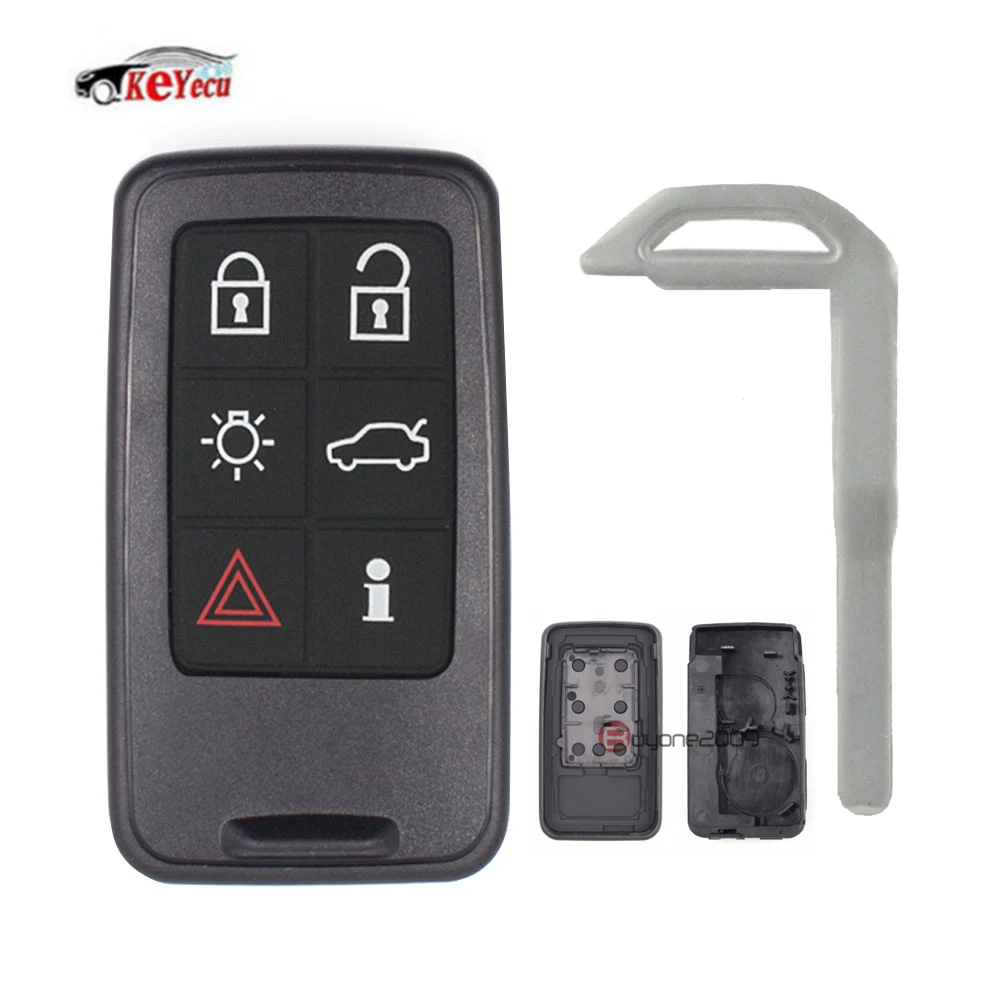 KEYECU 6 Button Replace Remote Car Key Shell Case Fob for Volvo S60 V60